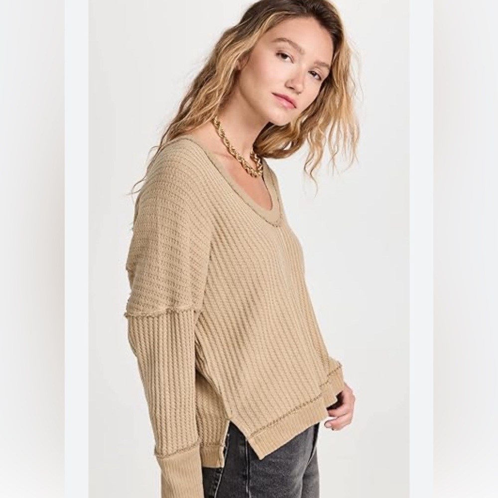Free people top waffle green shirt size XS